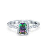 Halo Wedding Bridal Ring Simulated Cubic Zirconia Accent 925 Sterling Silver