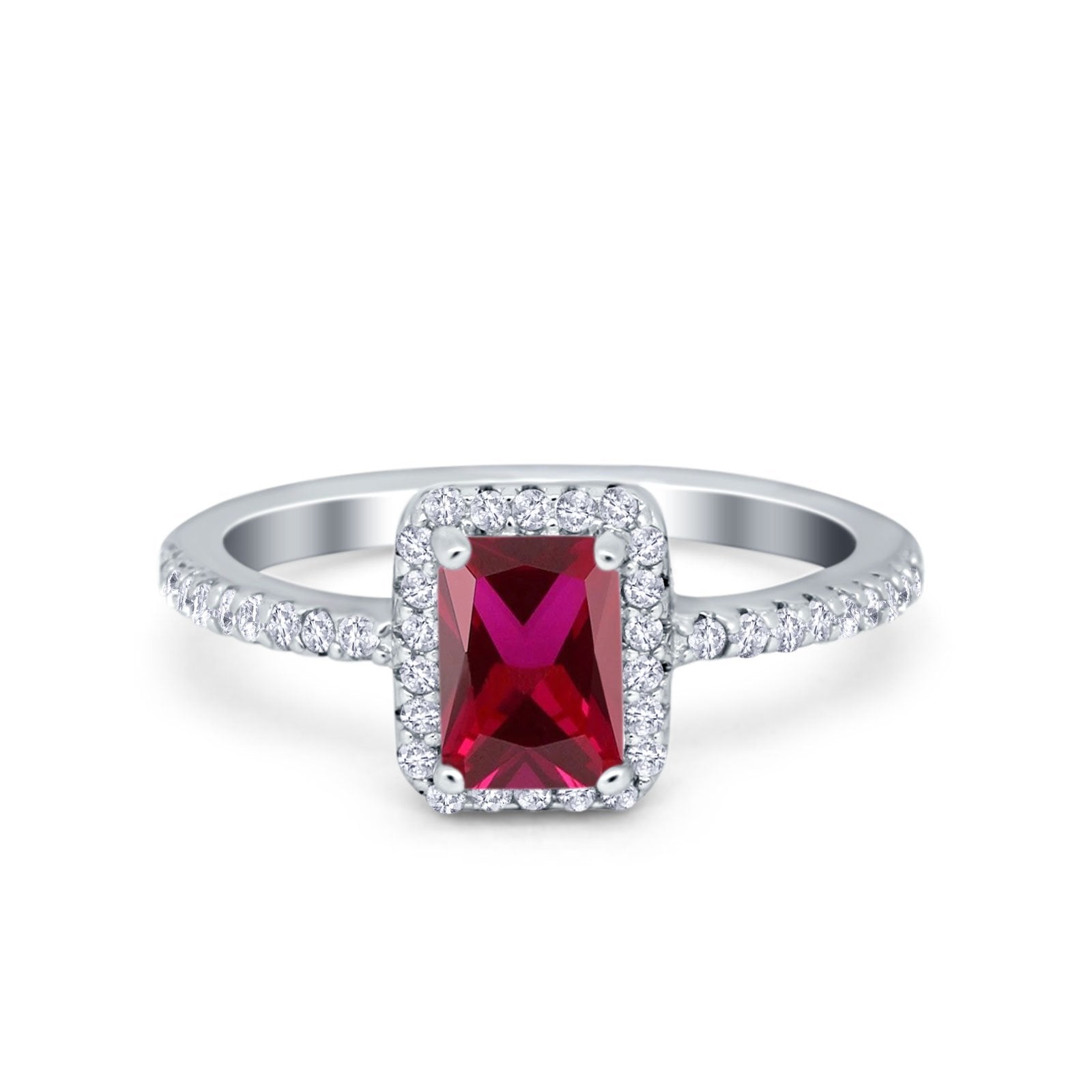 Halo Wedding Bridal Ring Simulated Cubic Zirconia Accent 925 Sterling Silver