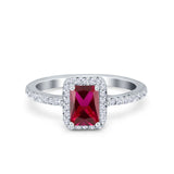 Halo Wedding Bridal Ring Simulated Cubic Zirconia Accent 925 Sterling Silver