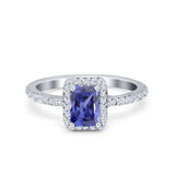 Halo Wedding Bridal Ring Simulated Cubic Zirconia Accent 925 Sterling Silver