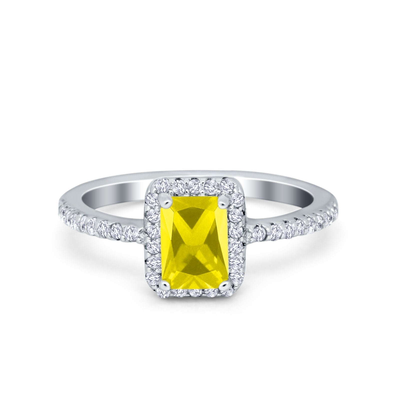 Halo Wedding Bridal Ring Simulated Cubic Zirconia Accent 925 Sterling Silver