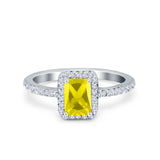 Halo Wedding Bridal Ring Simulated Cubic Zirconia Accent 925 Sterling Silver