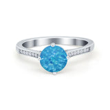 Solitaire Art Deco Wedding Ring Round Simulated Cubic Zirconia 925 Sterling Silver