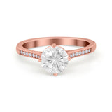 Solitaire Art Deco Wedding Ring Round Simulated Cubic Zirconia 925 Sterling Silver