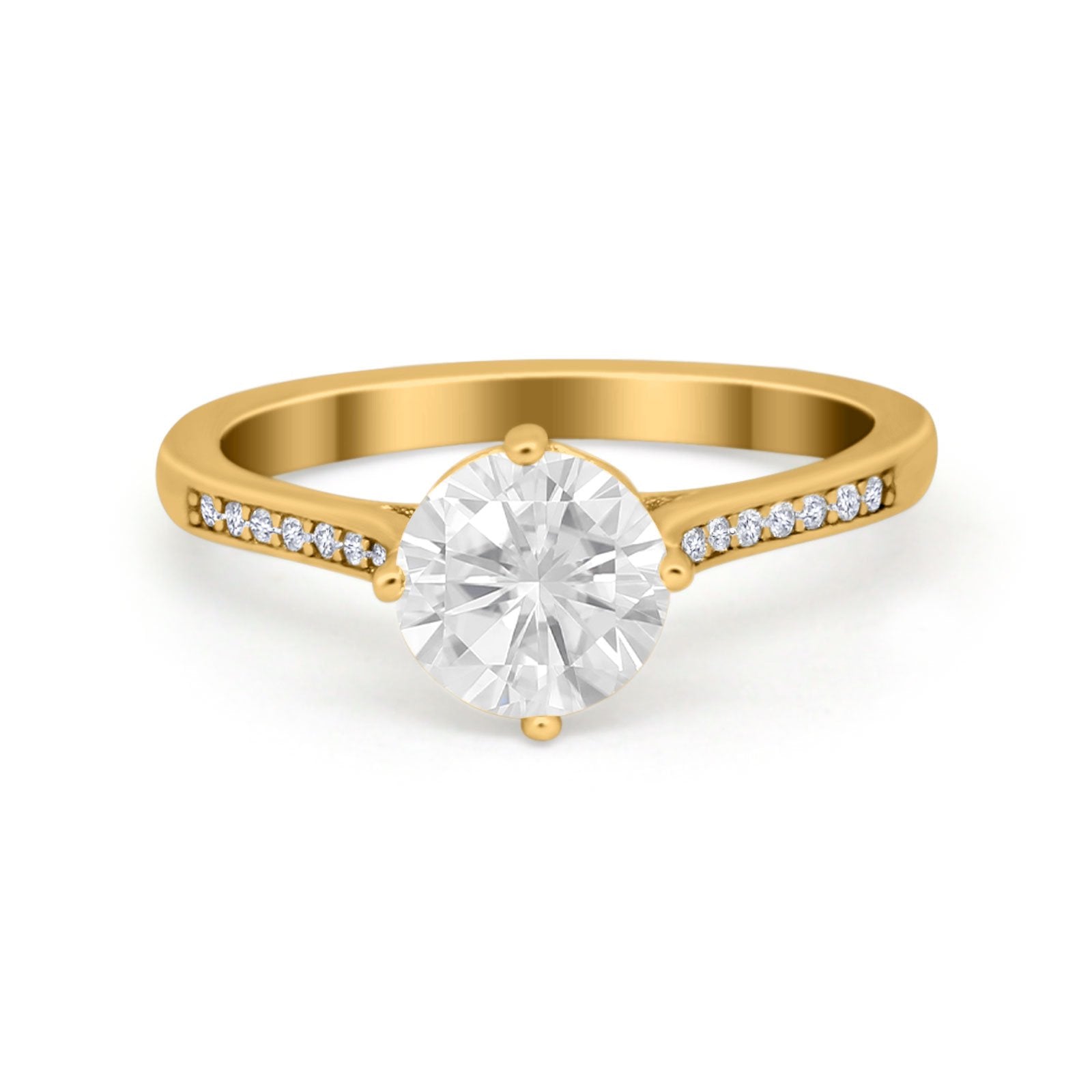 Solitaire Art Deco Wedding Ring Round Simulated Cubic Zirconia 925 Sterling Silver