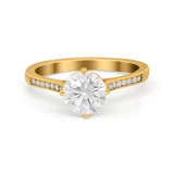 Solitaire Art Deco Wedding Ring Round Simulated Cubic Zirconia 925 Sterling Silver