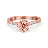 Solitaire Art Deco Wedding Ring Round Simulated Cubic Zirconia 925 Sterling Silver