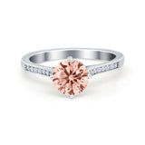 Solitaire Art Deco Wedding Ring Round Simulated Cubic Zirconia 925 Sterling Silver