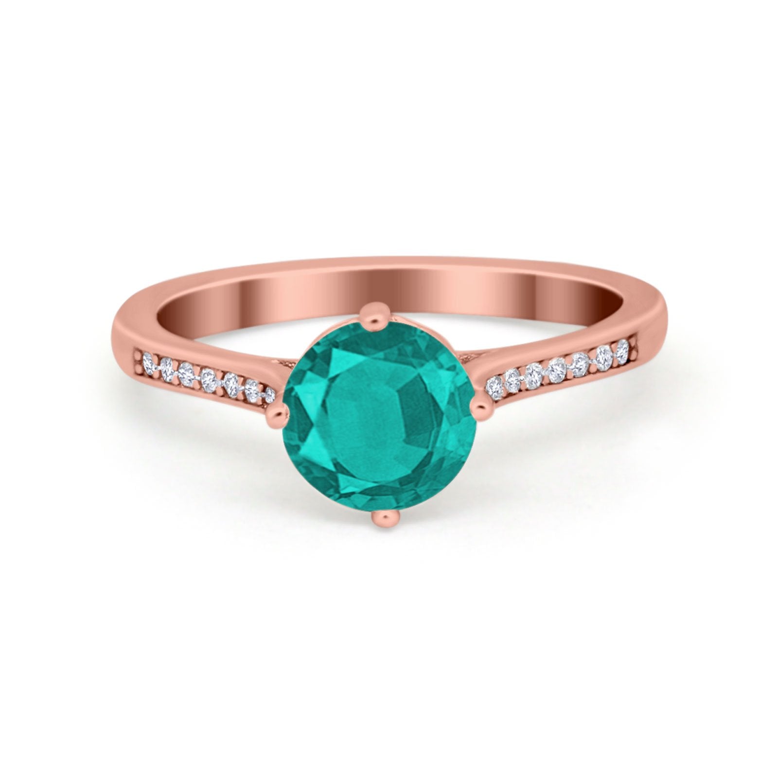 Solitaire Art Deco Wedding Ring Round Simulated Cubic Zirconia 925 Sterling Silver