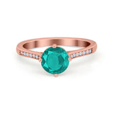 Solitaire Art Deco Wedding Ring Round Simulated Cubic Zirconia 925 Sterling Silver