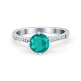 Solitaire Art Deco Wedding Ring Round Simulated Cubic Zirconia 925 Sterling Silver