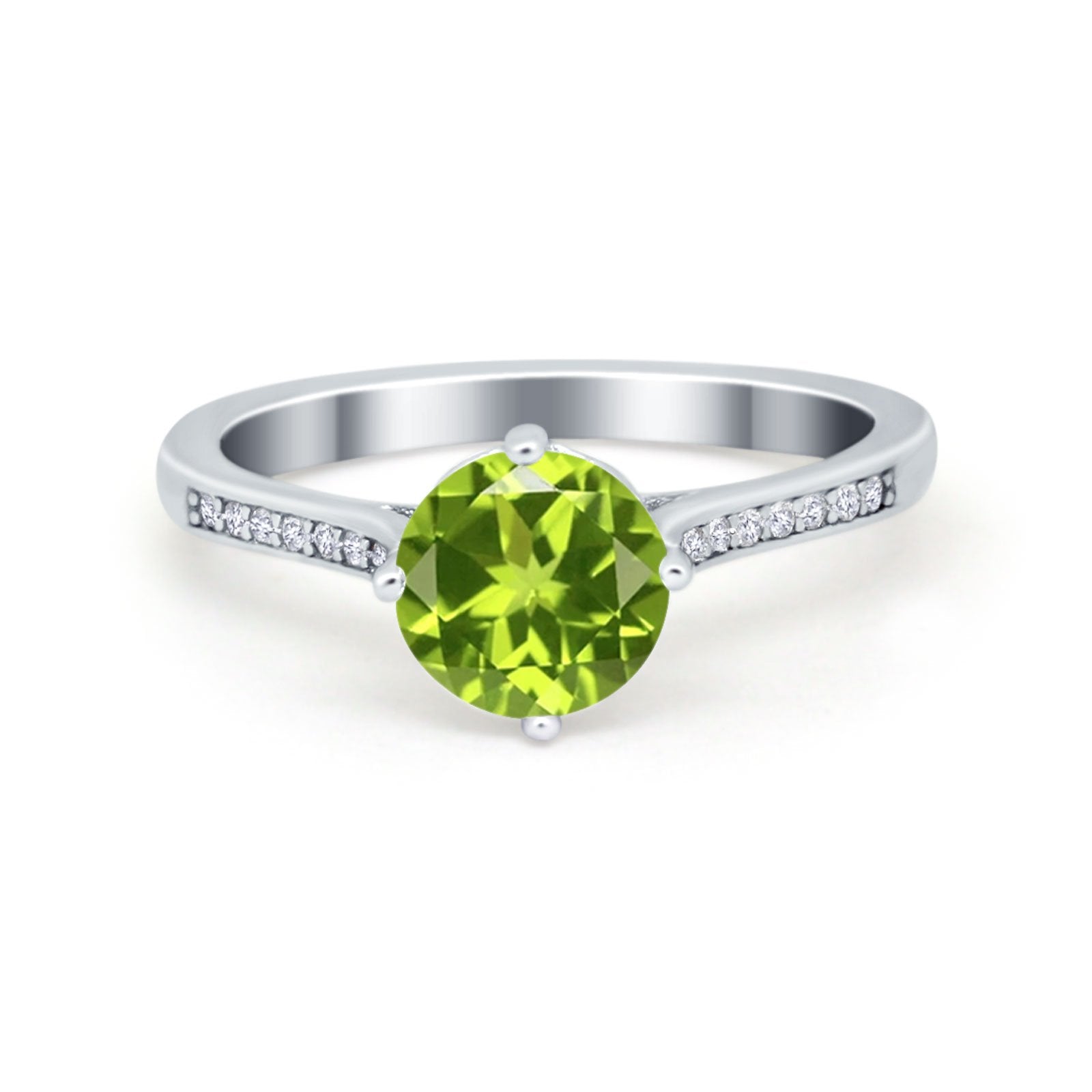 Solitaire Art Deco Wedding Ring Round Simulated Cubic Zirconia 925 Sterling Silver