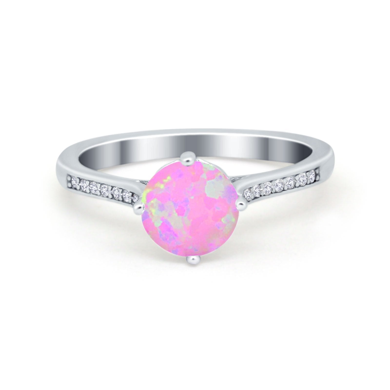 Solitaire Art Deco Wedding Ring Round Simulated Cubic Zirconia 925 Sterling Silver