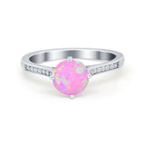 Solitaire Art Deco Wedding Ring Round Simulated Cubic Zirconia 925 Sterling Silver