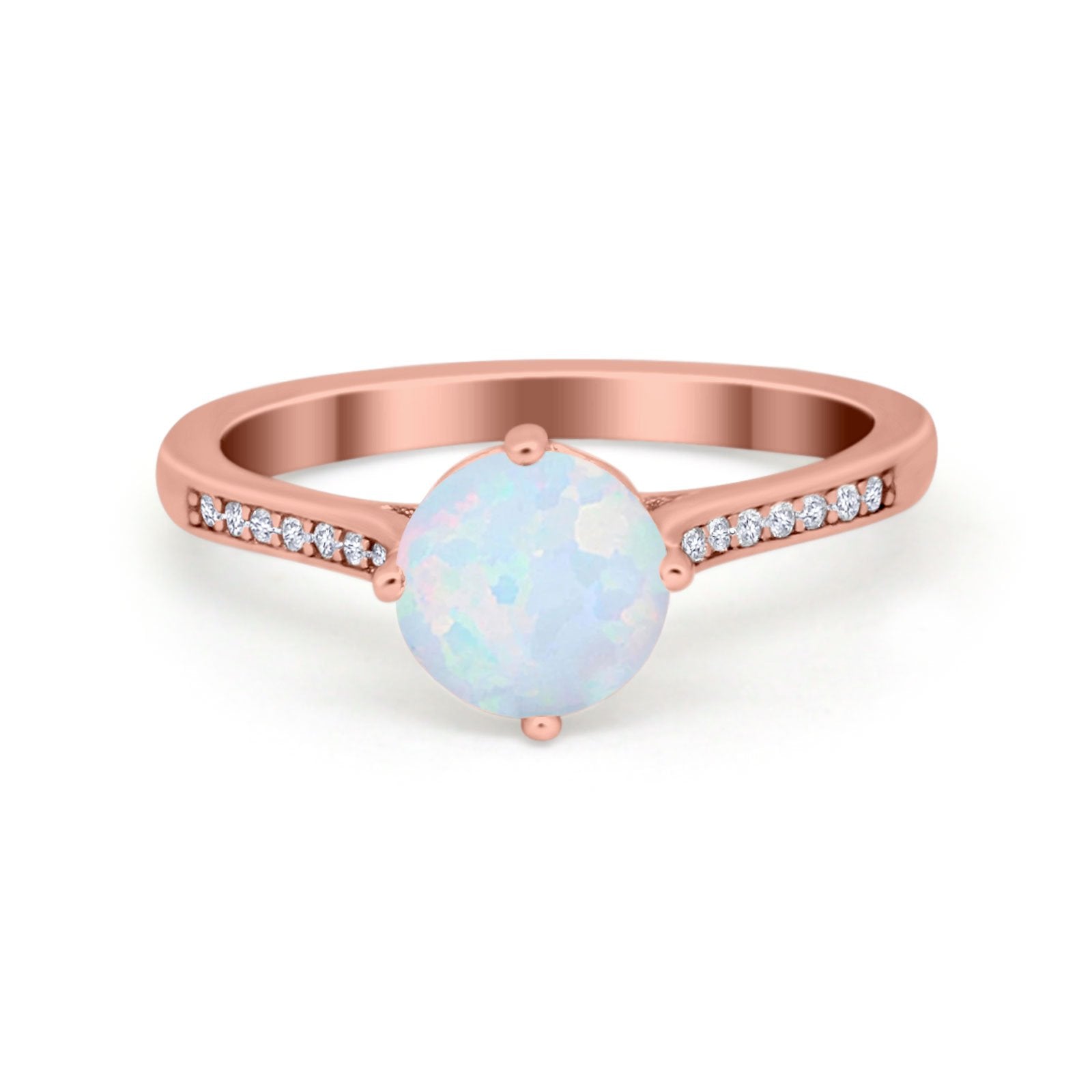 Solitaire Art Deco Wedding Ring Round Simulated Cubic Zirconia 925 Sterling Silver