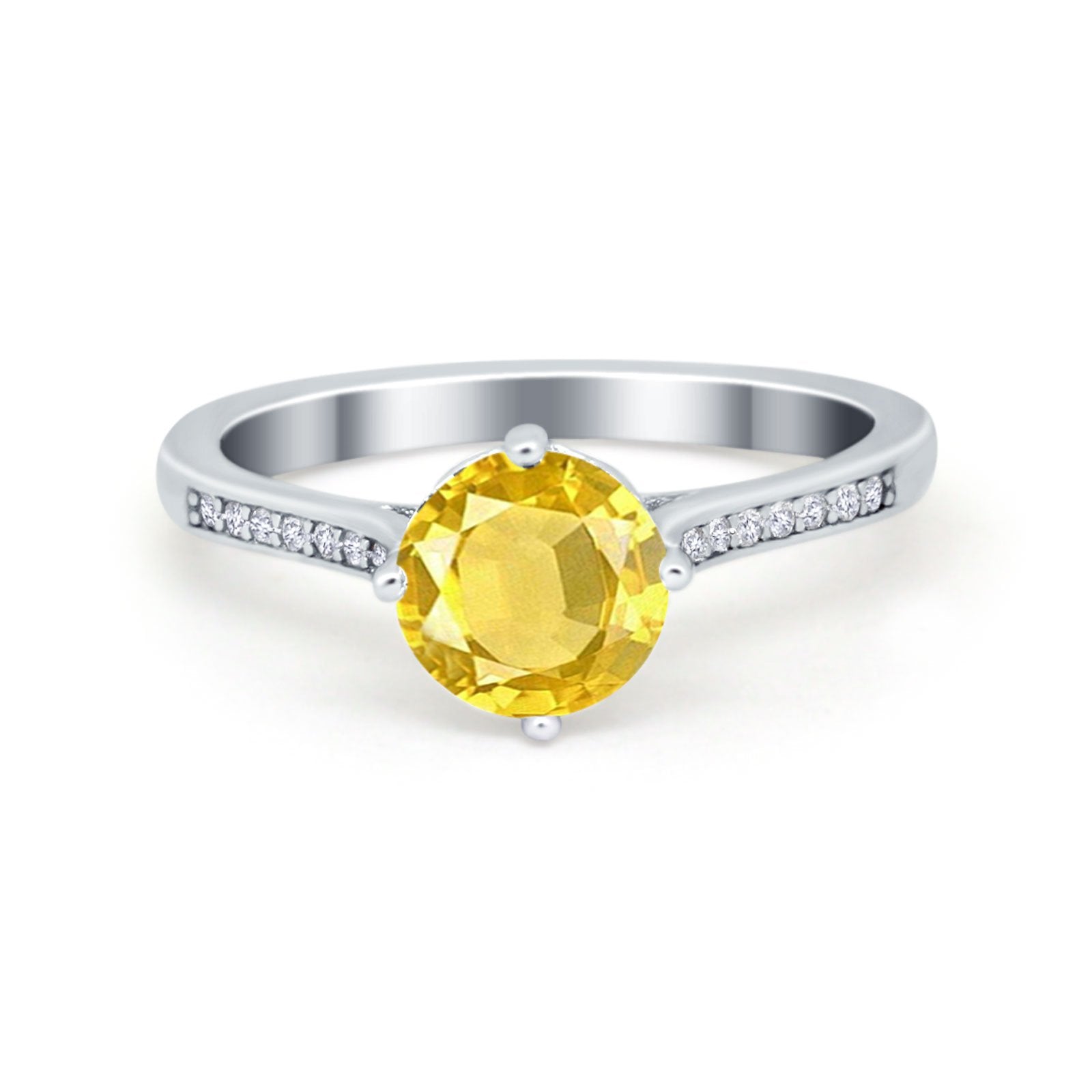 Solitaire Art Deco Wedding Ring Round Simulated Cubic Zirconia 925 Sterling Silver