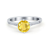 Solitaire Art Deco Wedding Ring Round Simulated Cubic Zirconia 925 Sterling Silver