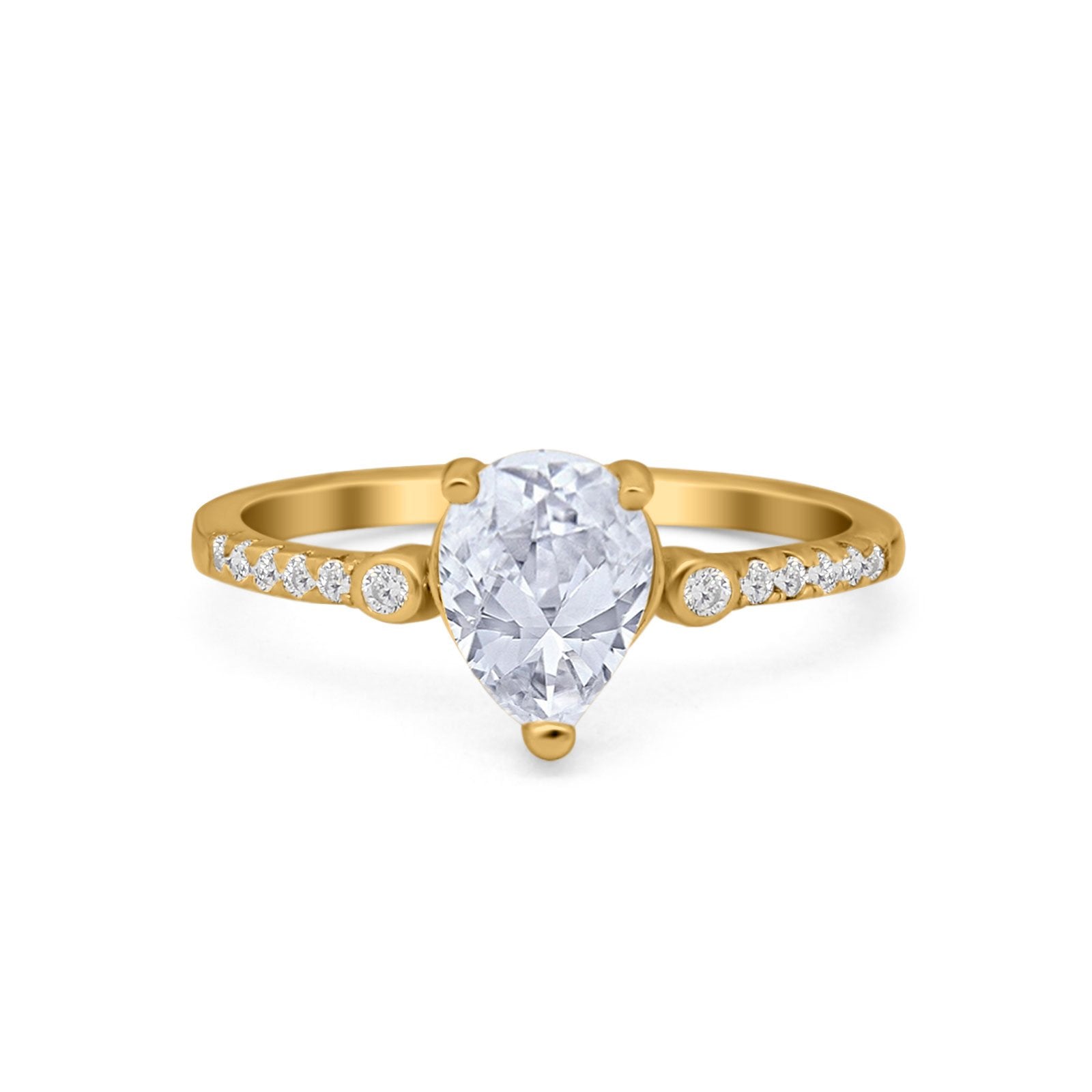 Vintage Style Teardrop Wedding Ring Simulated Cubic Zirconia 925 Sterling Silver