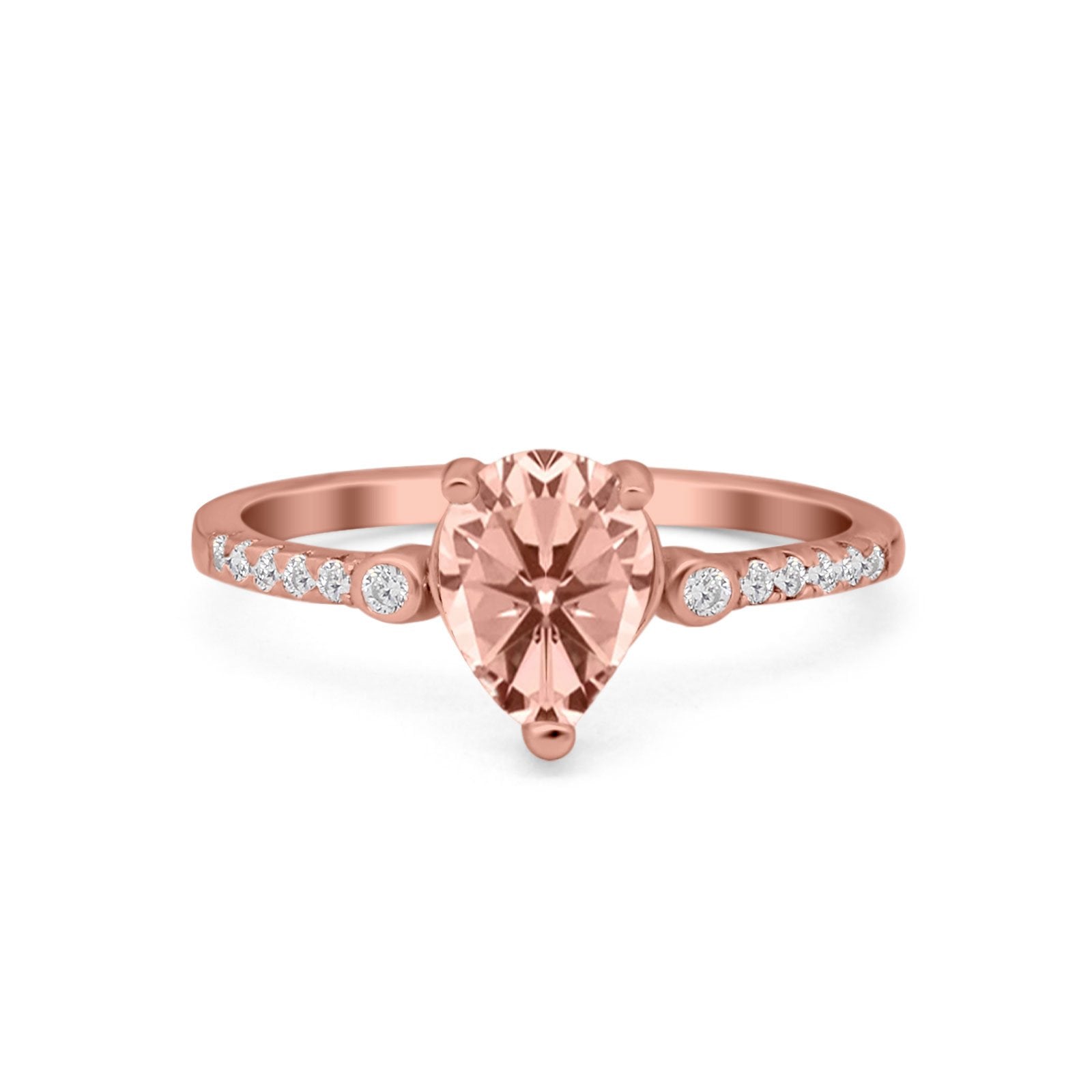 Vintage Style Teardrop Wedding Ring Simulated Cubic Zirconia 925 Sterling Silver