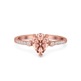 Vintage Style Teardrop Wedding Ring Simulated Cubic Zirconia 925 Sterling Silver