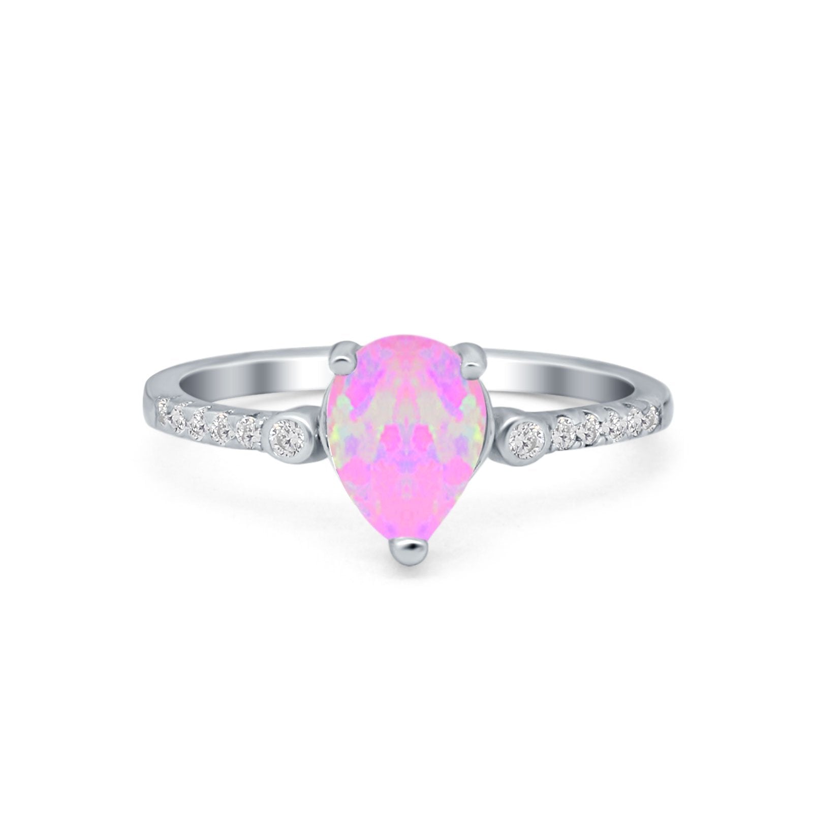 Vintage Style Teardrop Wedding Ring Simulated Cubic Zirconia 925 Sterling Silver