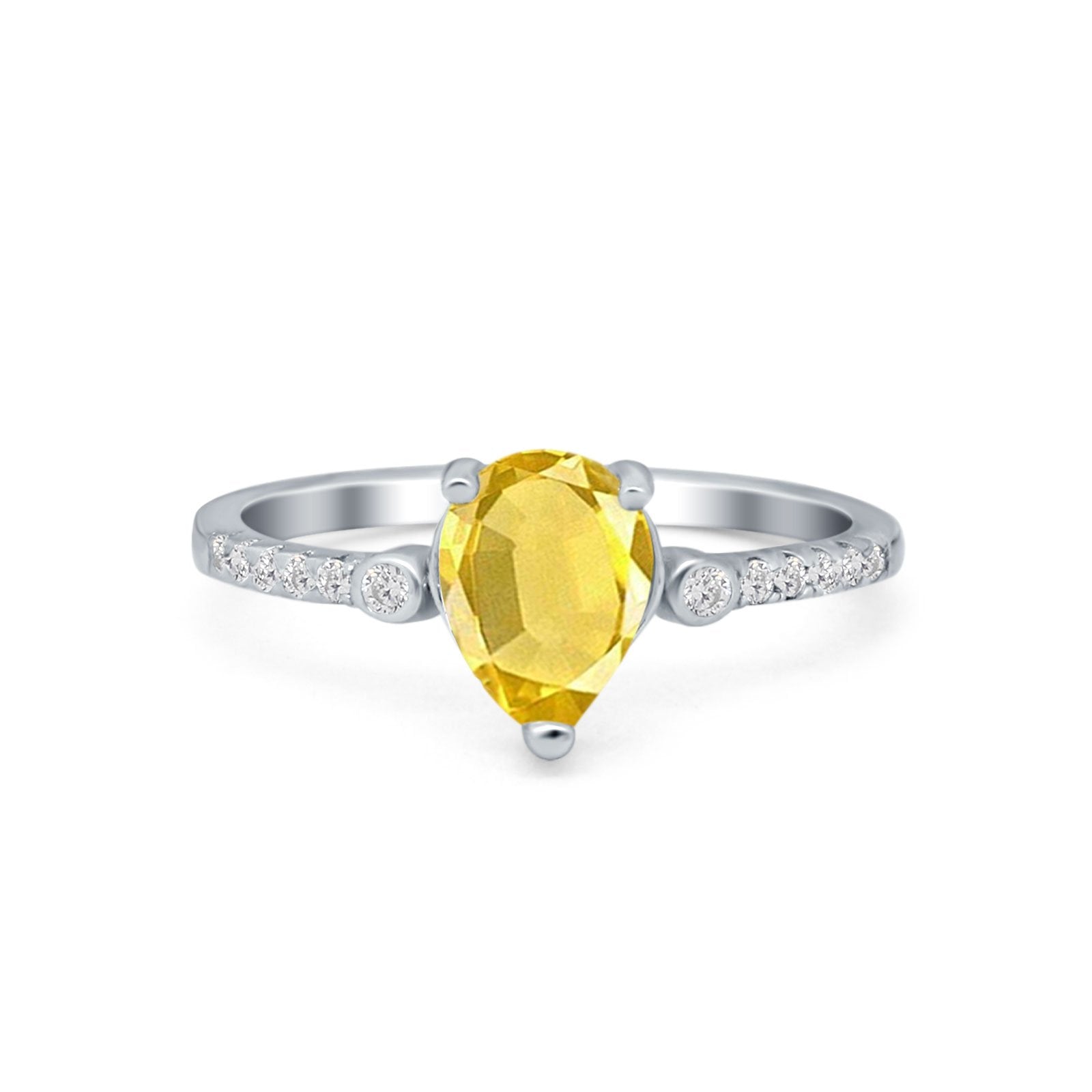 Vintage Style Teardrop Wedding Ring Simulated Cubic Zirconia 925 Sterling Silver