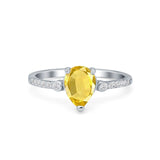 Vintage Style Teardrop Wedding Ring Simulated Cubic Zirconia 925 Sterling Silver