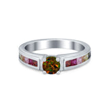Soliaire Accent Multicolored Simulated Cubic Zirconia Ring 925 Sterling Silver