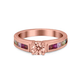 Soliaire Accent Multicolored Simulated Cubic Zirconia Ring 925 Sterling Silver