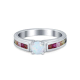 Soliaire Accent Multicolored Simulated Cubic Zirconia Ring 925 Sterling Silver