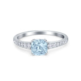 Cushion Cut Bridal Wedding Ring Simulated Cubic Zirconia 925 Sterling Silver