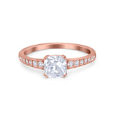 Cushion Cut Bridal Wedding Ring Simulated Cubic Zirconia 925 Sterling Silver