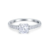 Cushion Cut Bridal Wedding Ring Simulated Cubic Zirconia 925 Sterling Silver