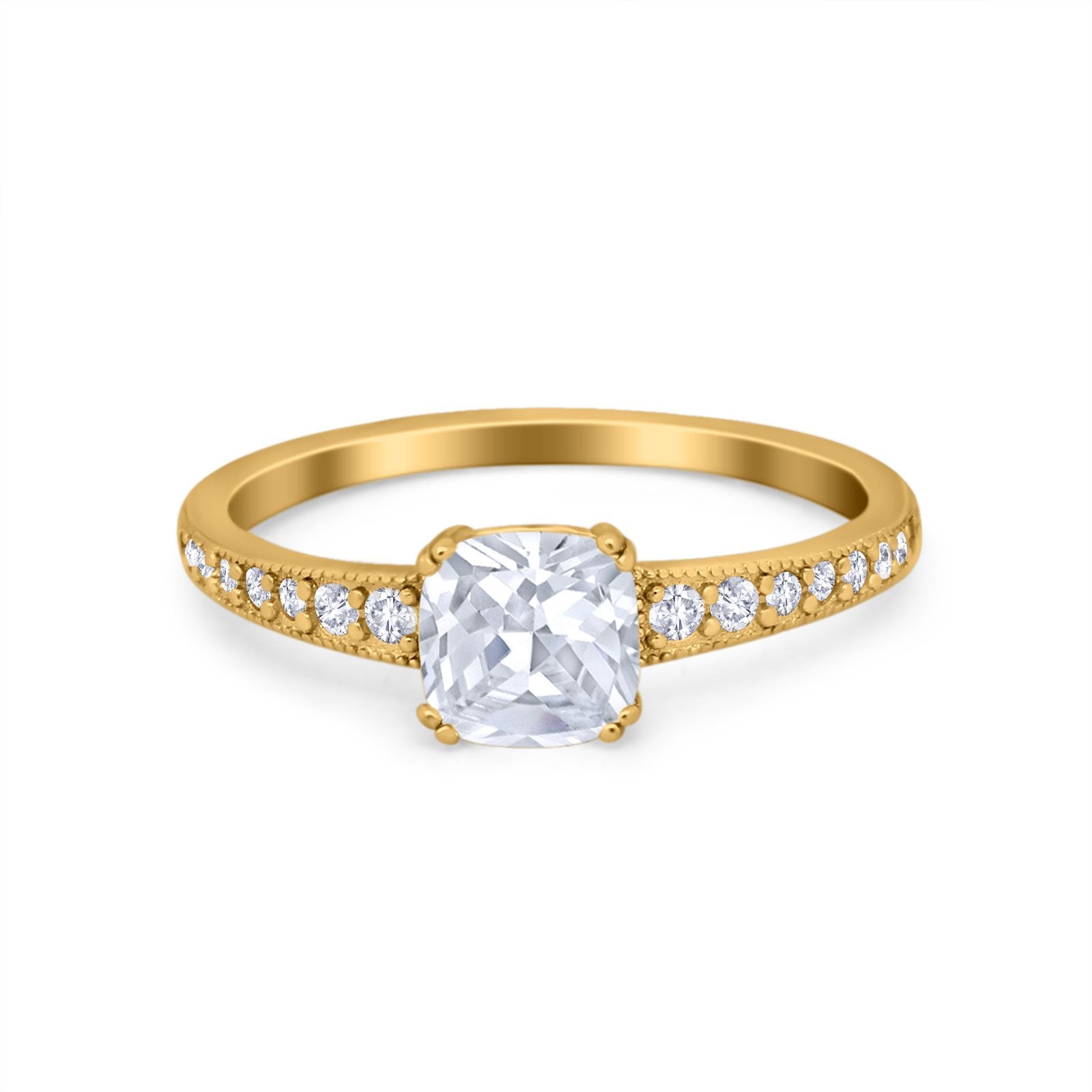 Cushion Cut Bridal Wedding Ring Simulated Cubic Zirconia 925 Sterling Silver