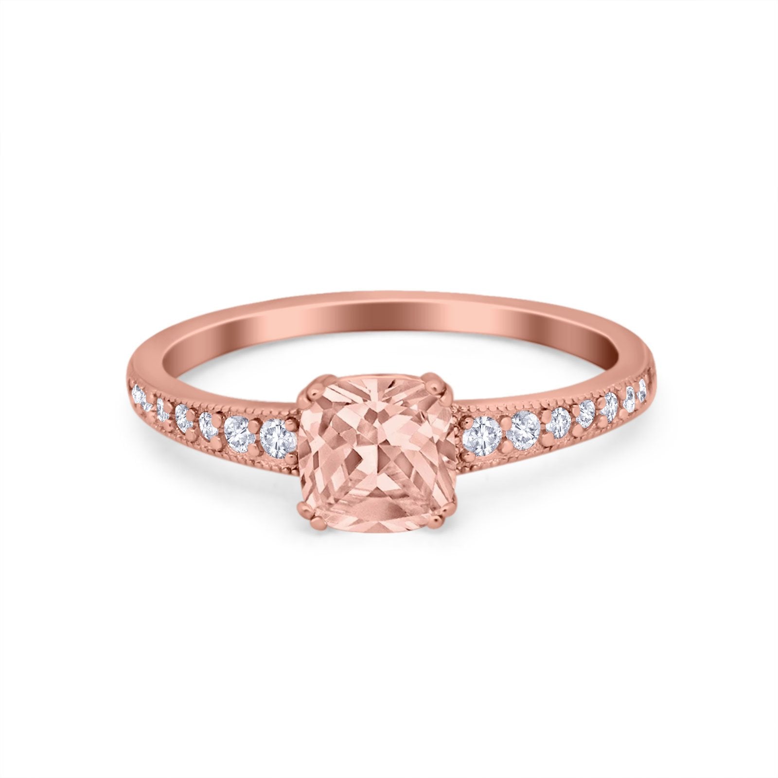 Cushion Cut Bridal Wedding Ring Simulated Cubic Zirconia 925 Sterling Silver