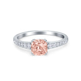 Cushion Cut Bridal Wedding Ring Simulated Cubic Zirconia 925 Sterling Silver