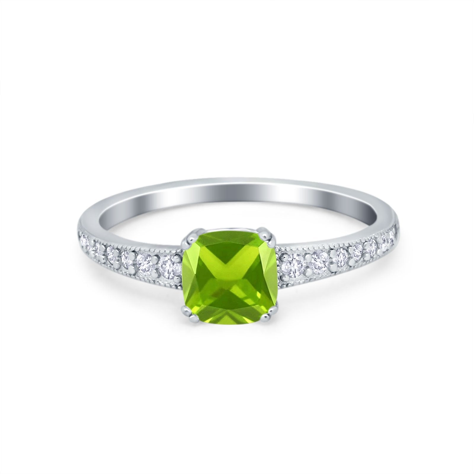 Cushion Cut Bridal Wedding Ring Simulated Cubic Zirconia 925 Sterling Silver