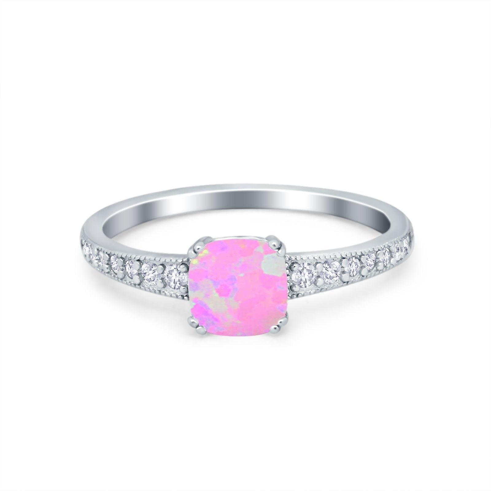 Cushion Cut Bridal Wedding Ring Simulated Cubic Zirconia 925 Sterling Silver