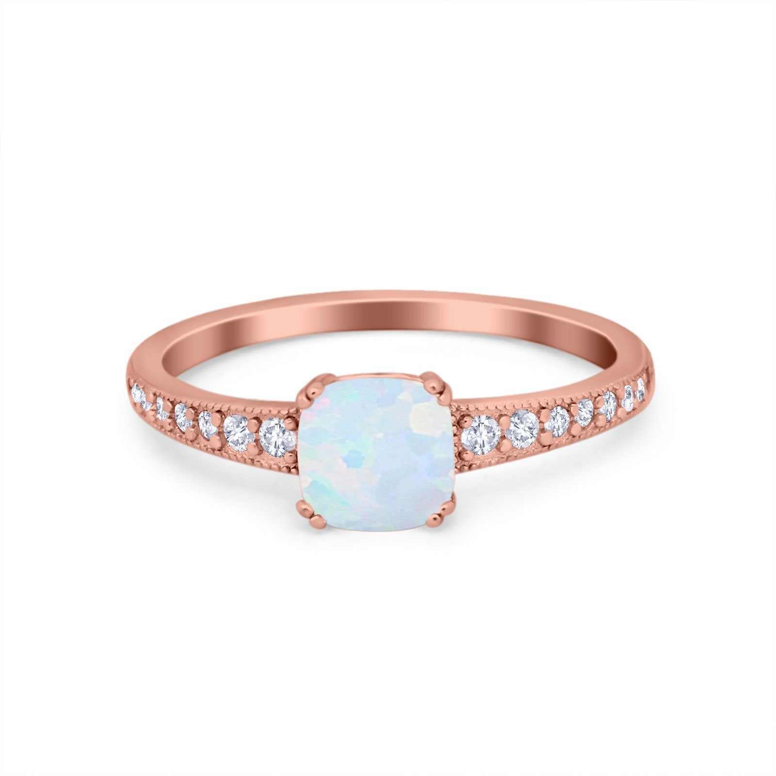 Cushion Cut Bridal Wedding Ring Simulated Cubic Zirconia 925 Sterling Silver