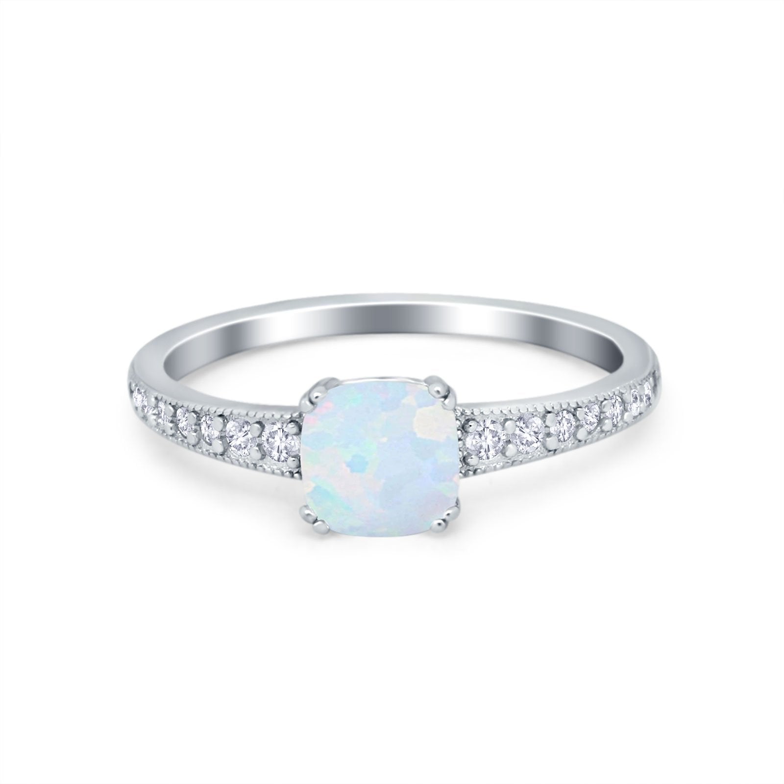 Cushion Cut Bridal Wedding Ring Simulated Cubic Zirconia 925 Sterling Silver