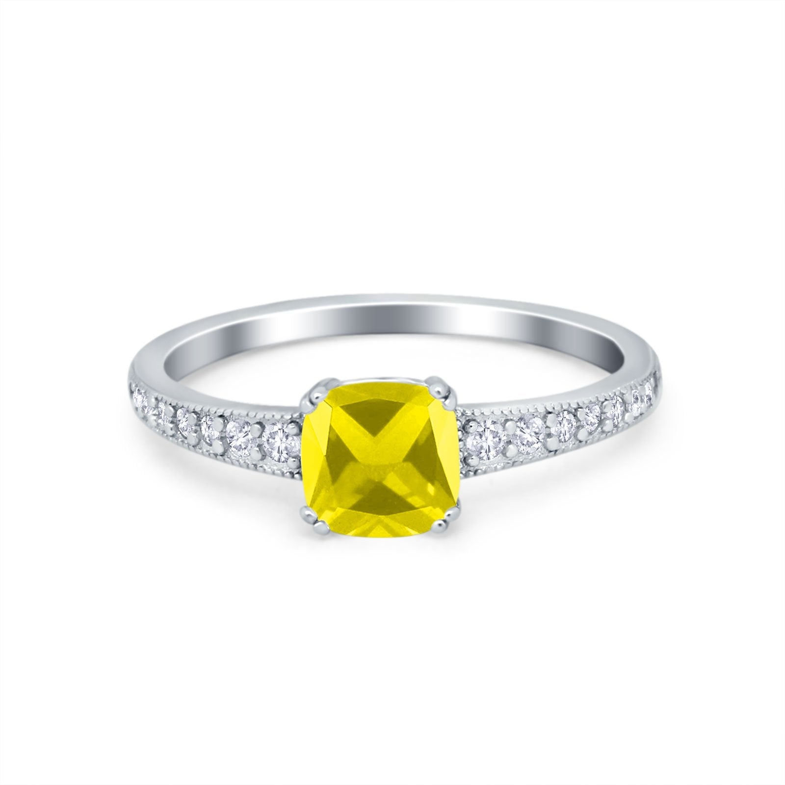 Cushion Cut Bridal Wedding Ring Simulated Cubic Zirconia 925 Sterling Silver