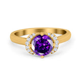 Art Deco Wedding Bridal Ring Round Simulated Cubic Zirconia 925 Sterling Silver