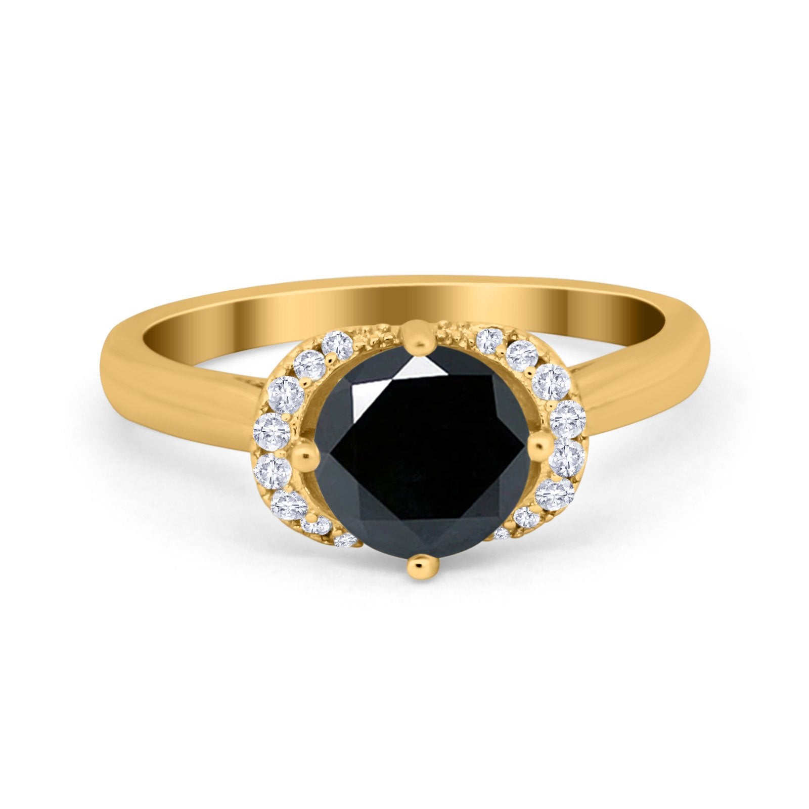 Art Deco Wedding Bridal Ring Round Simulated Cubic Zirconia 925 Sterling Silver