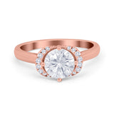 Art Deco Wedding Bridal Ring Round Simulated Cubic Zirconia 925 Sterling Silver