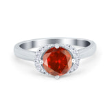 Art Deco Wedding Bridal Ring Round Simulated Cubic Zirconia 925 Sterling Silver