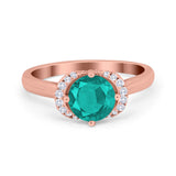 Art Deco Wedding Bridal Ring Round Simulated Cubic Zirconia 925 Sterling Silver