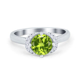 Art Deco Wedding Bridal Ring Round Simulated Cubic Zirconia 925 Sterling Silver