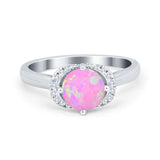 Art Deco Wedding Bridal Ring Round Simulated Cubic Zirconia 925 Sterling Silver