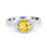 Art Deco Wedding Bridal Ring Round Simulated Cubic Zirconia 925 Sterling Silver