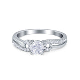 Engagement Bridal Ring Round Simulated Cubic Zirconia 925 Sterling Silver